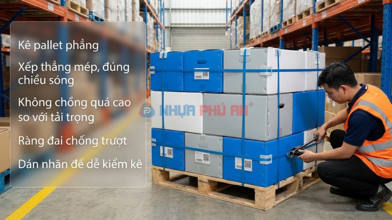 Hướng dẫn xếp chồng thùng Danpla chuẩn kho