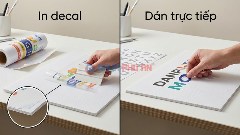 So sánh in decal và dán trực tiếp lên tấm nhựa Danpla