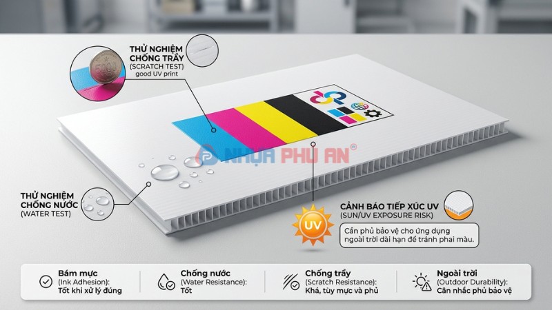 Minh họa độ bền in UV trên nhựa Danpla PP