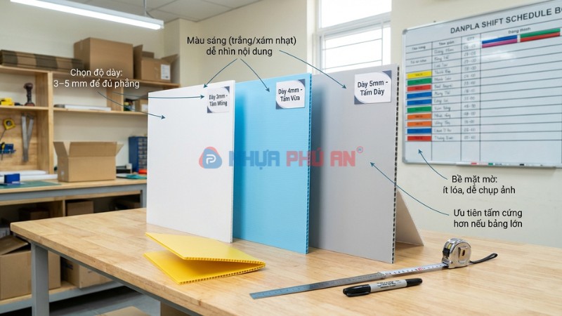 Chọn tấm Danpla làm bảng phân ca