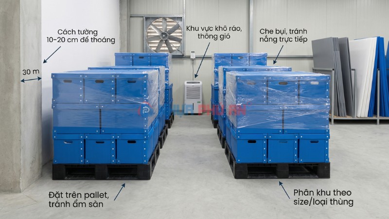 Nguyên tắc bảo quản thùng Danpla trong kho