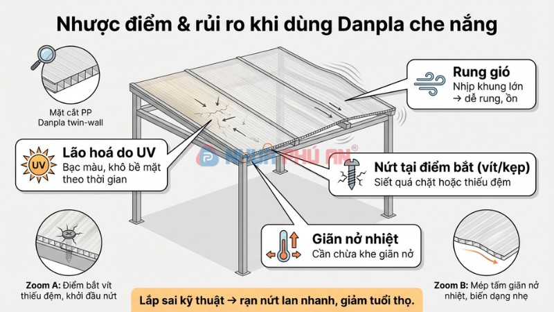 Sơ đồ rủi ro khi dùng tấm Danpla che nắng