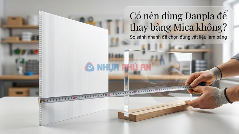 Bảng so sánh trực quan Danpla corrugated PP và mica acrylic
