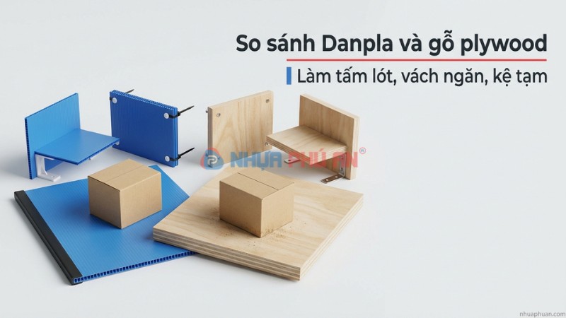 So sánh Danpla và gỗ plywood trong làm tấm lót, vách ngăn, kệ tạm
