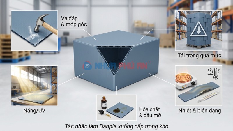Tác nhân khiến thùng nhựa danpla xuống cấp