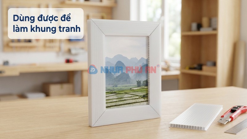 Minh họa tấm nhựa Danpla corrugated PP dùng làm khung tranh treo tường