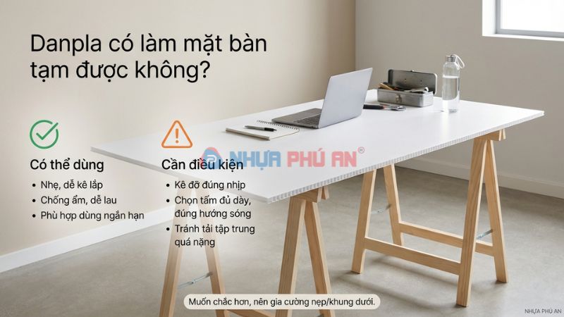 Tấm Danpla có dùng làm mặt bàn tạm không