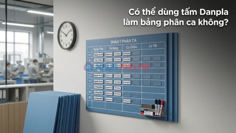 Ảnh cover tấm Danpla nhựa PP dạng sóng làm bảng phân ca