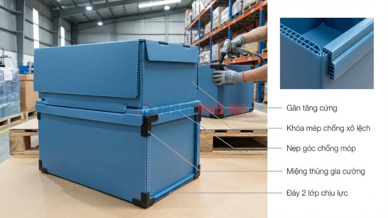 Thiết kế thùng Danpla để xếp chồng chắc gọn an toàn