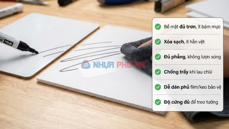 Tiêu chí dùng tấm Danpla làm bảng trắng bút lông