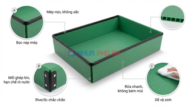 Xử lý mép và mối ghép khay Danpla trồng cây