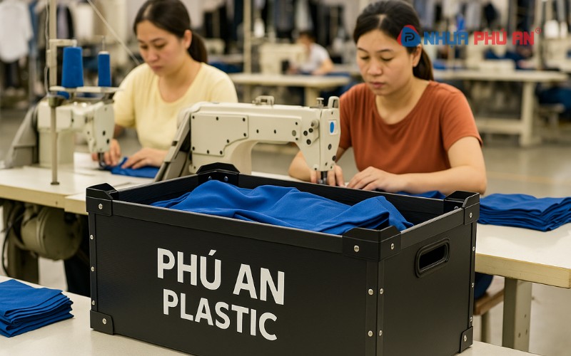 sử dụng thùng nhựa danpla trong ngành may mặc