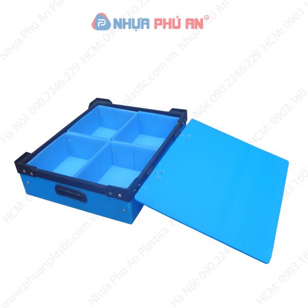 Thùng nhựa danpla xanh dương có vách PAV 09